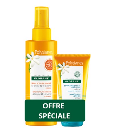 KLORANE KIT POLYSIANES SPRAY SOLARE TAMANU MONOI SPF50 200 ML + SHAMPOO DOCCIA MONOI 75 ML