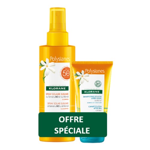 KLORANE KIT POLYSIANES SPRAY SOLARE TAMANU MONOI SPF50 200 ML + SHAMPOO DOCCIA MONOI 75 ML