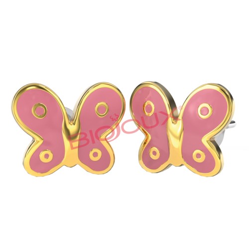 ORECCHINO STERILE BJT710 GP PINK BUTTERFLY