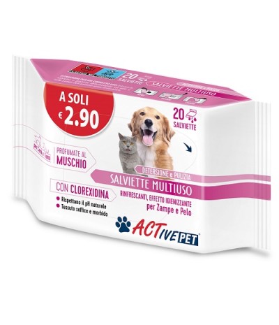 ACTIVE PET SALVIETTE CLX 20 PEZZI