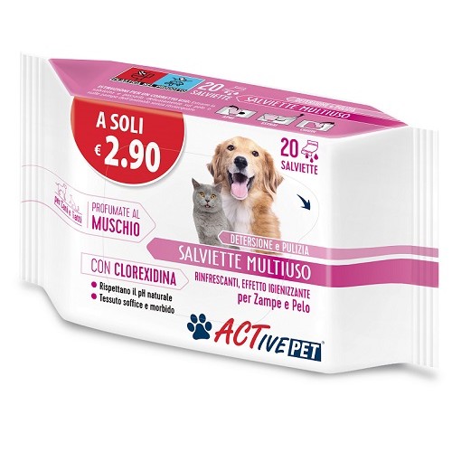 ACTIVE PET SALVIETTE CLX 20 PEZZI