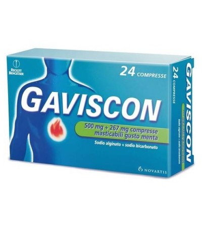GAVISCON*24 cpr mast 500 mg + 267 mg menta