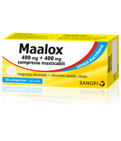 MAALOX*30 cpr mast 400 mg + 400 mg senza zucchero aroma limone